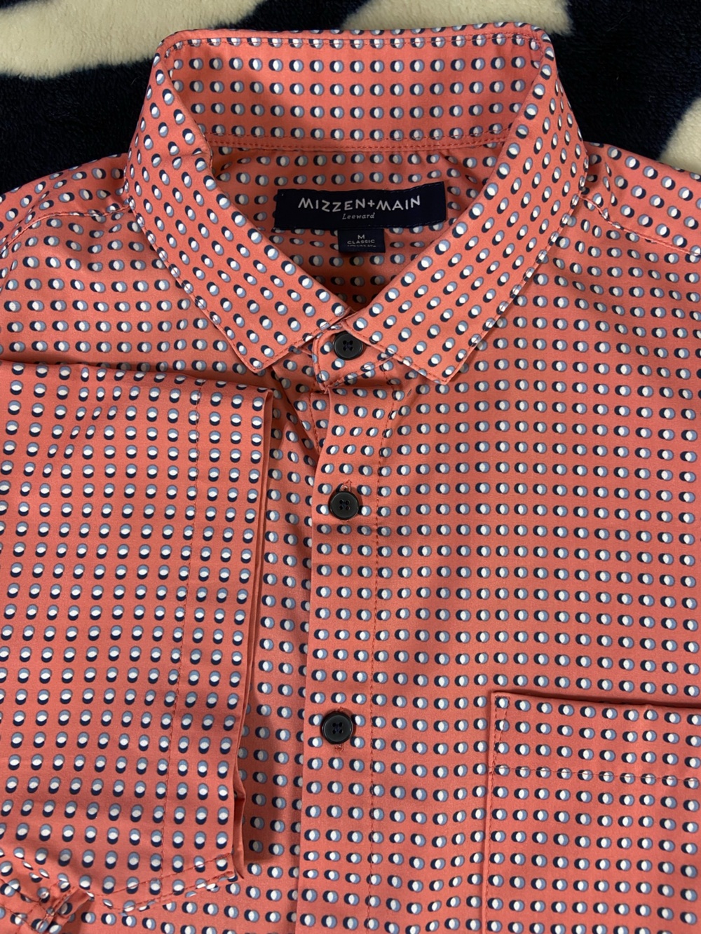Mizzen+Main Classic M Leeward Tea Rose Geometric Button-Down Shift Short Sleeve